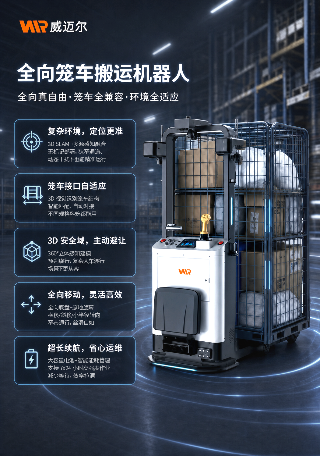 全向籠車搬運(yùn)機(jī)器人